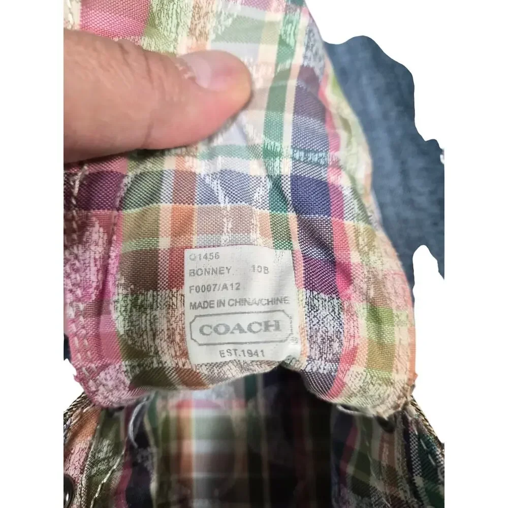 Coach Bonney Q1456 Signature C Plaid Fold Over High Top Sneakers 10B Y2K